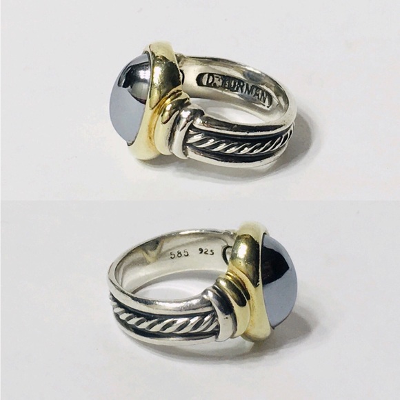 David Yurman Sterling 14k Oval Hematite Ring - Picture 4 of 7